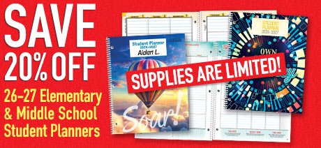 20% Off Student Planners